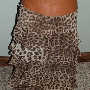 WOMENS NWT TALBOTS LAYERED LEPARD PRINT SKIRT - SIZE 2